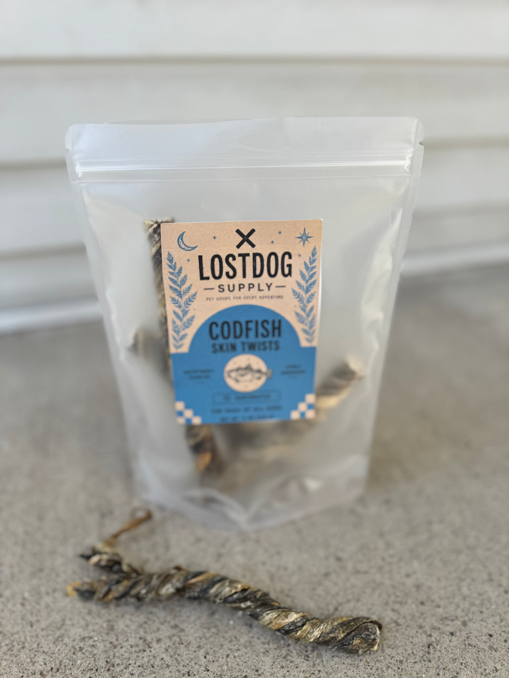 Wild Caught Codfish Skin Twists Dog Treats