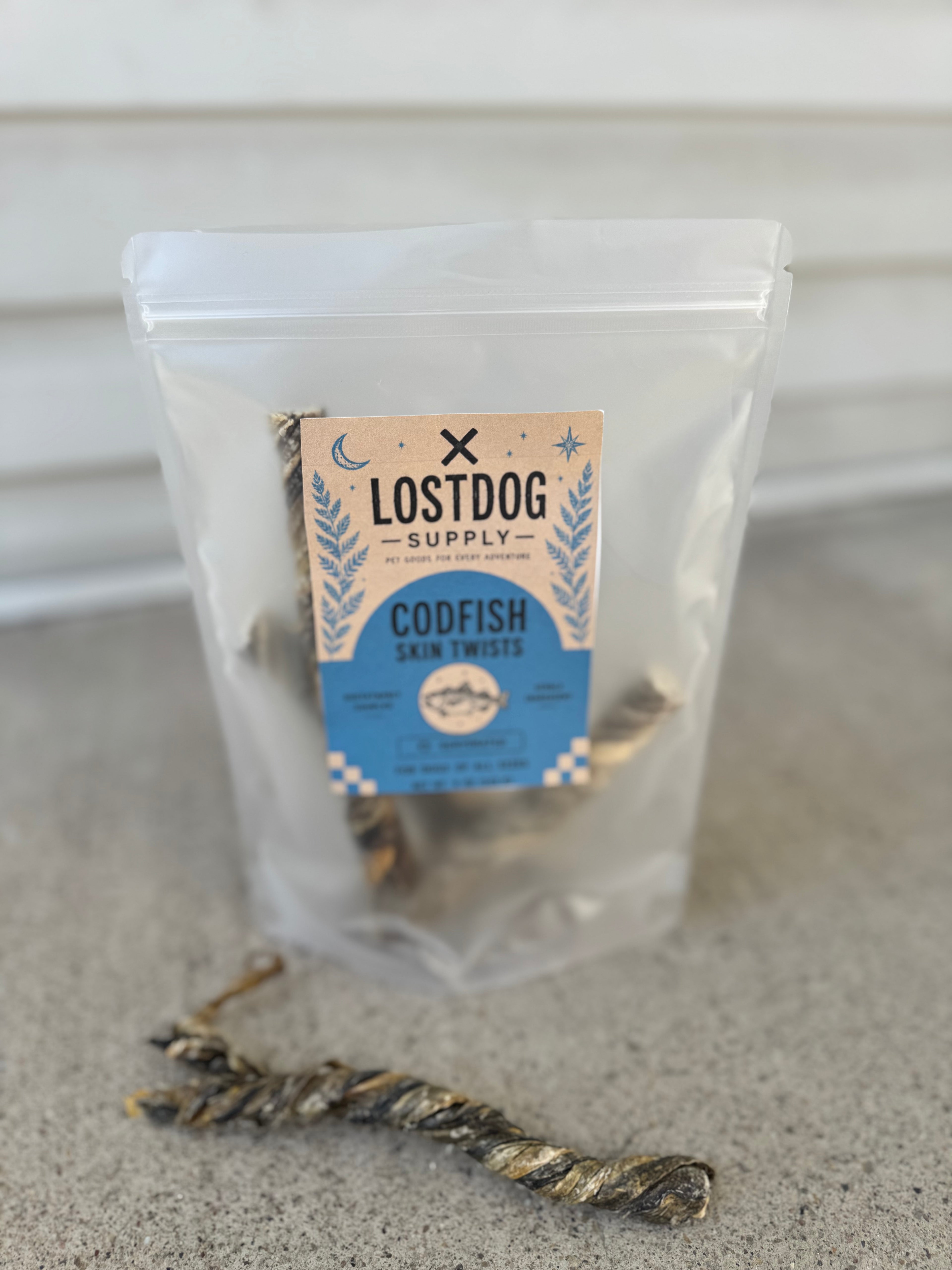 Wild Caught Codfish Skin Twists Dog Treats